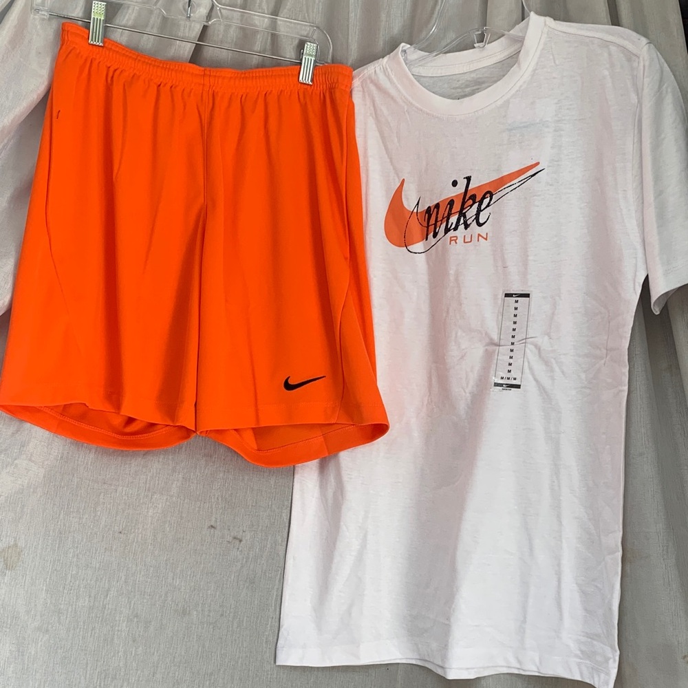Nike Orange Shorts with White Nike Run Tee